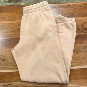 Adidas Logo Cream Joggers with Drawstring and Pockets Size M